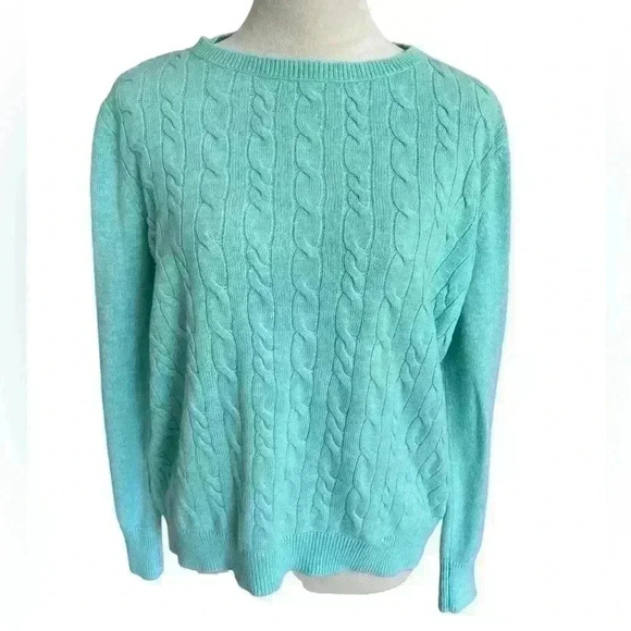 Talbots Crewneck Sweater Women’s XL Seafoam Green Cableknit - Picture 1 of 7